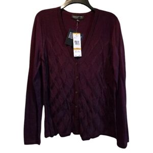 Jones New York Collection Women's plum Cardigan Style Sweater Size Small New